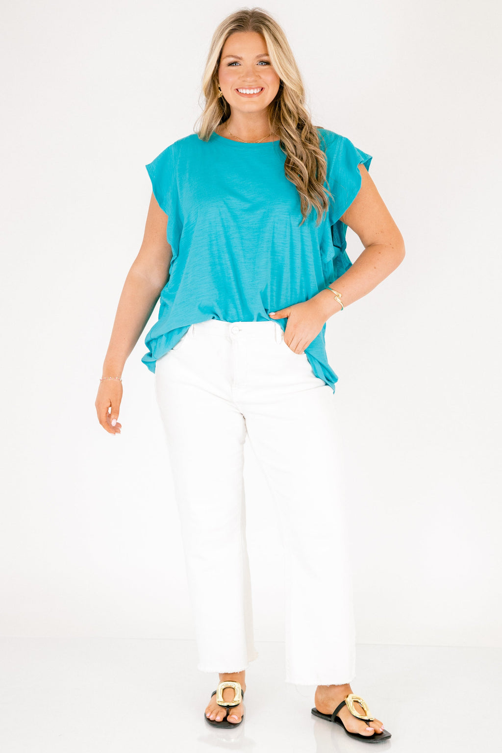 Leave Your Lover Top, Teal