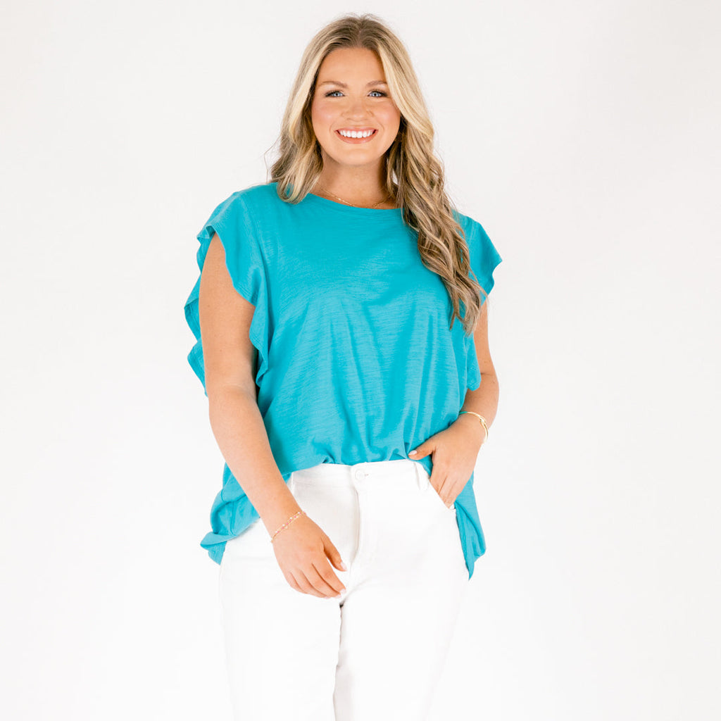 Leave Your Lover Top, Teal