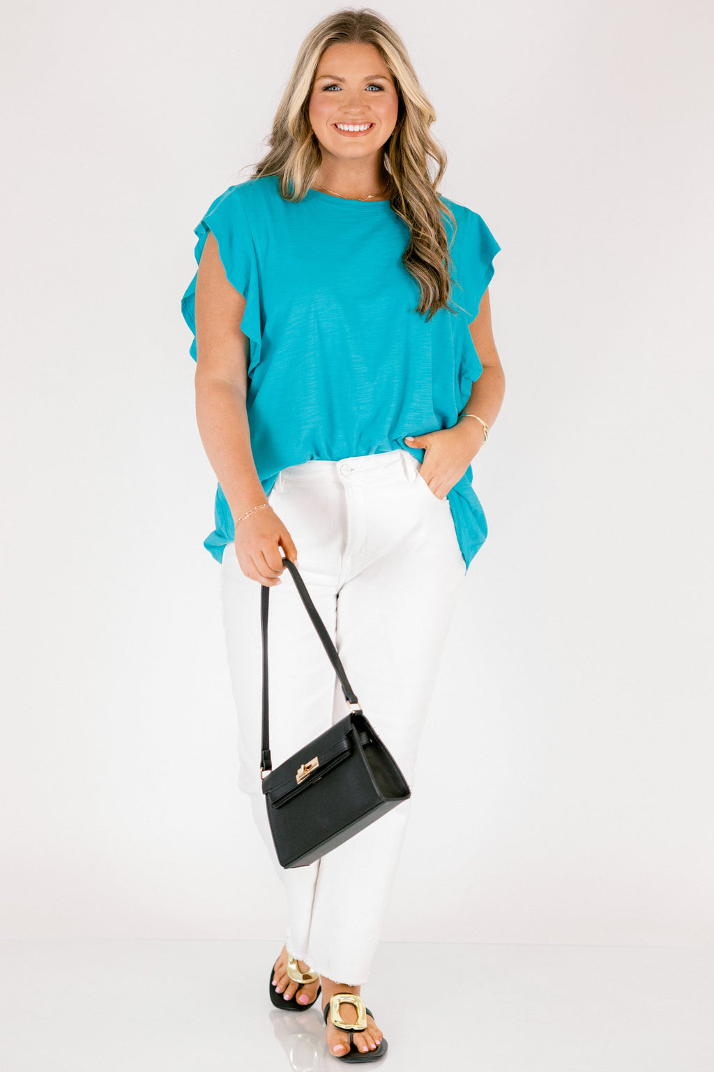 Leave Your Lover Top, Teal