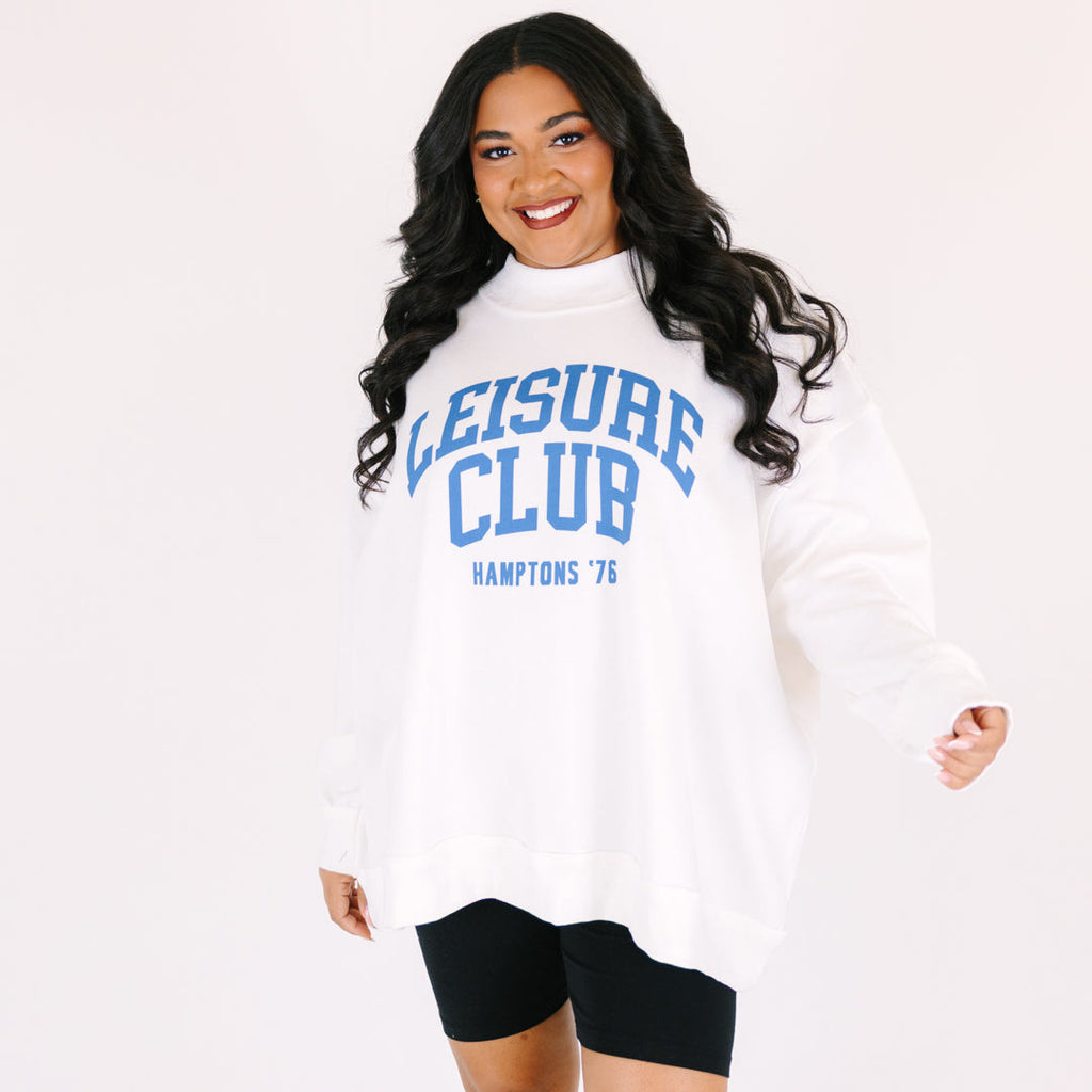 Leisure Club Mock Neck Pullover, Ivory