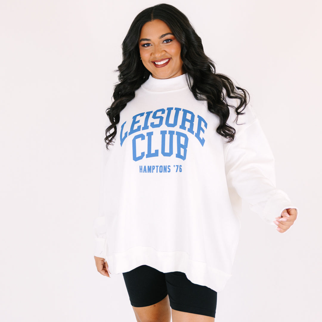 Leisure Club Mock Neck Pullover, Ivory