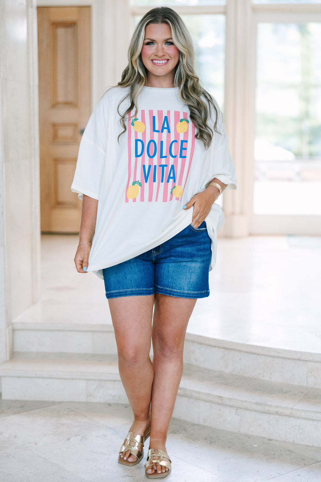 Lemon Dolce Boyfriend Tee, Ivory
