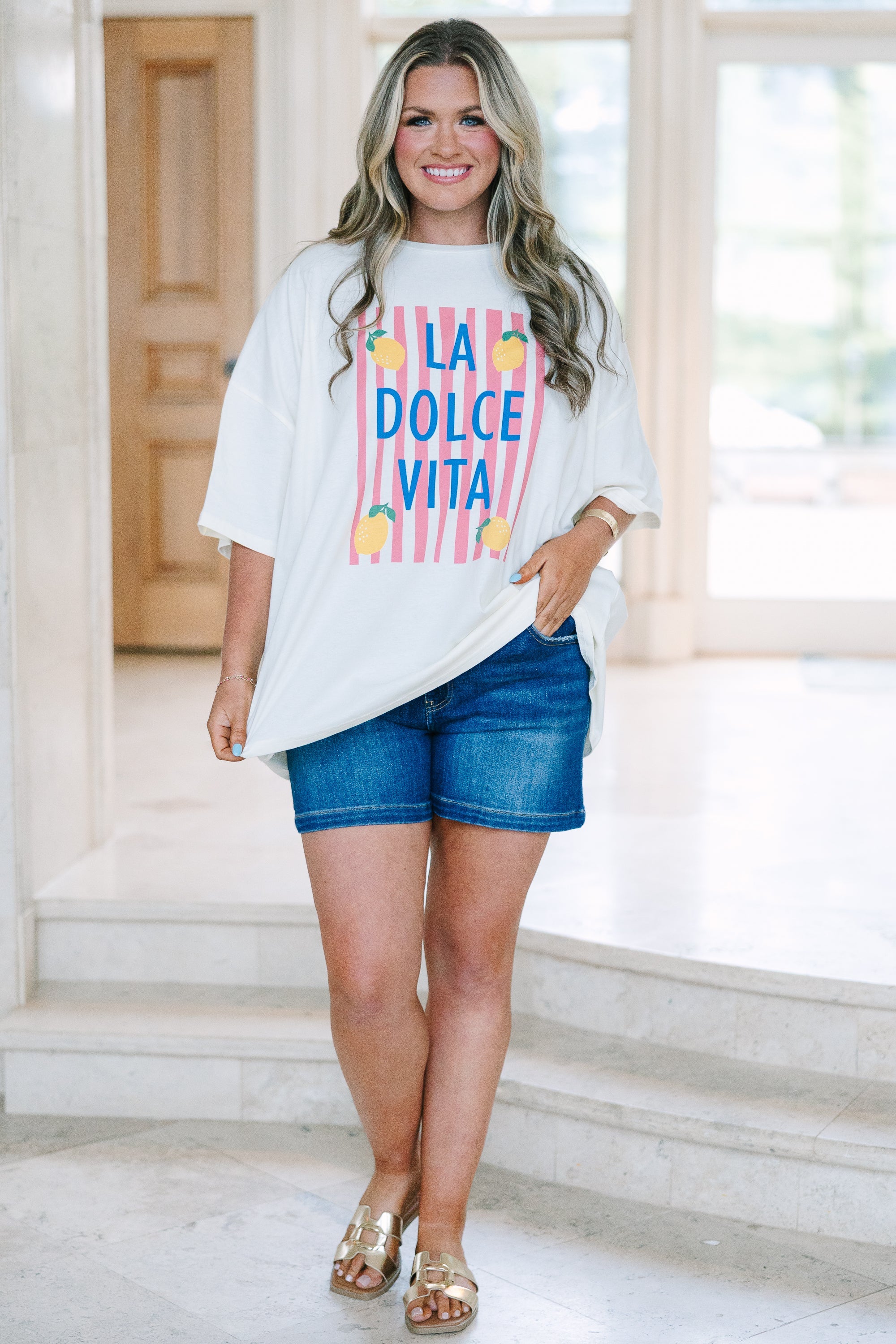 Lemon Dolce Boyfriend Tee, Ivory