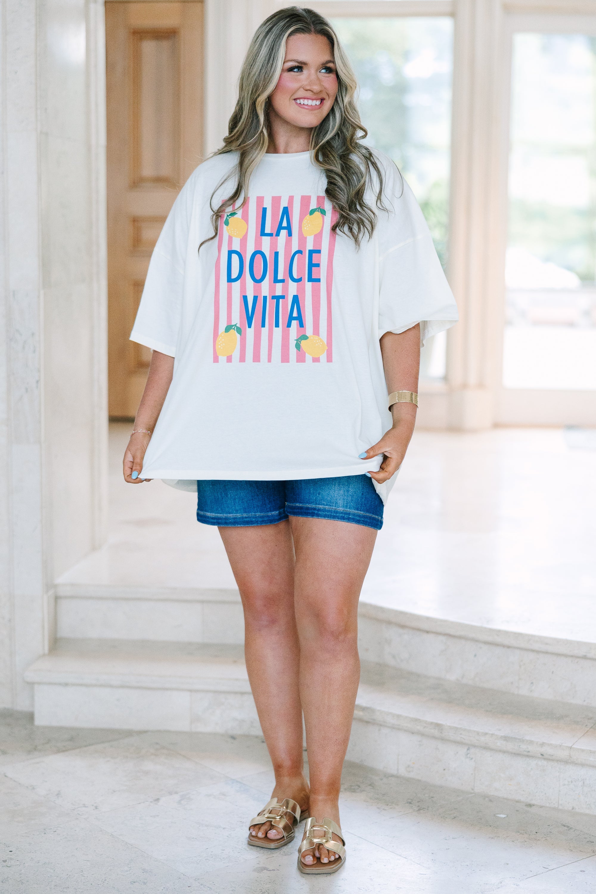 Lemon Dolce Boyfriend Tee, Ivory