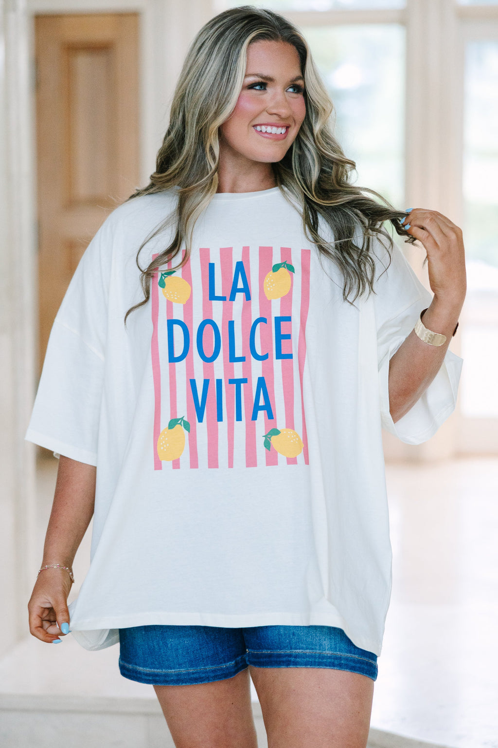 Lemon Dolce Boyfriend Tee, Ivory