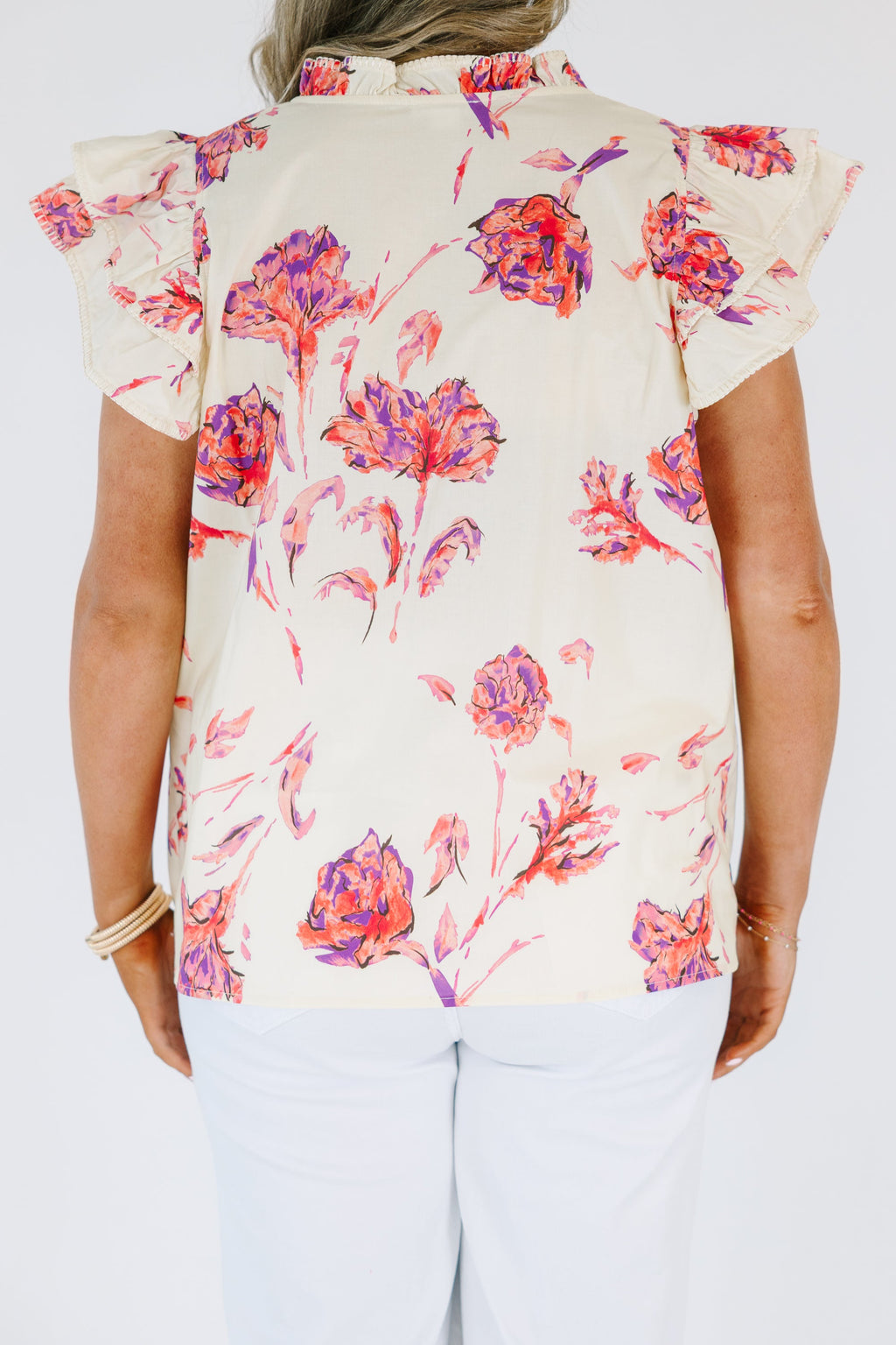 Let's Go On A Walk Top, Cream Floral