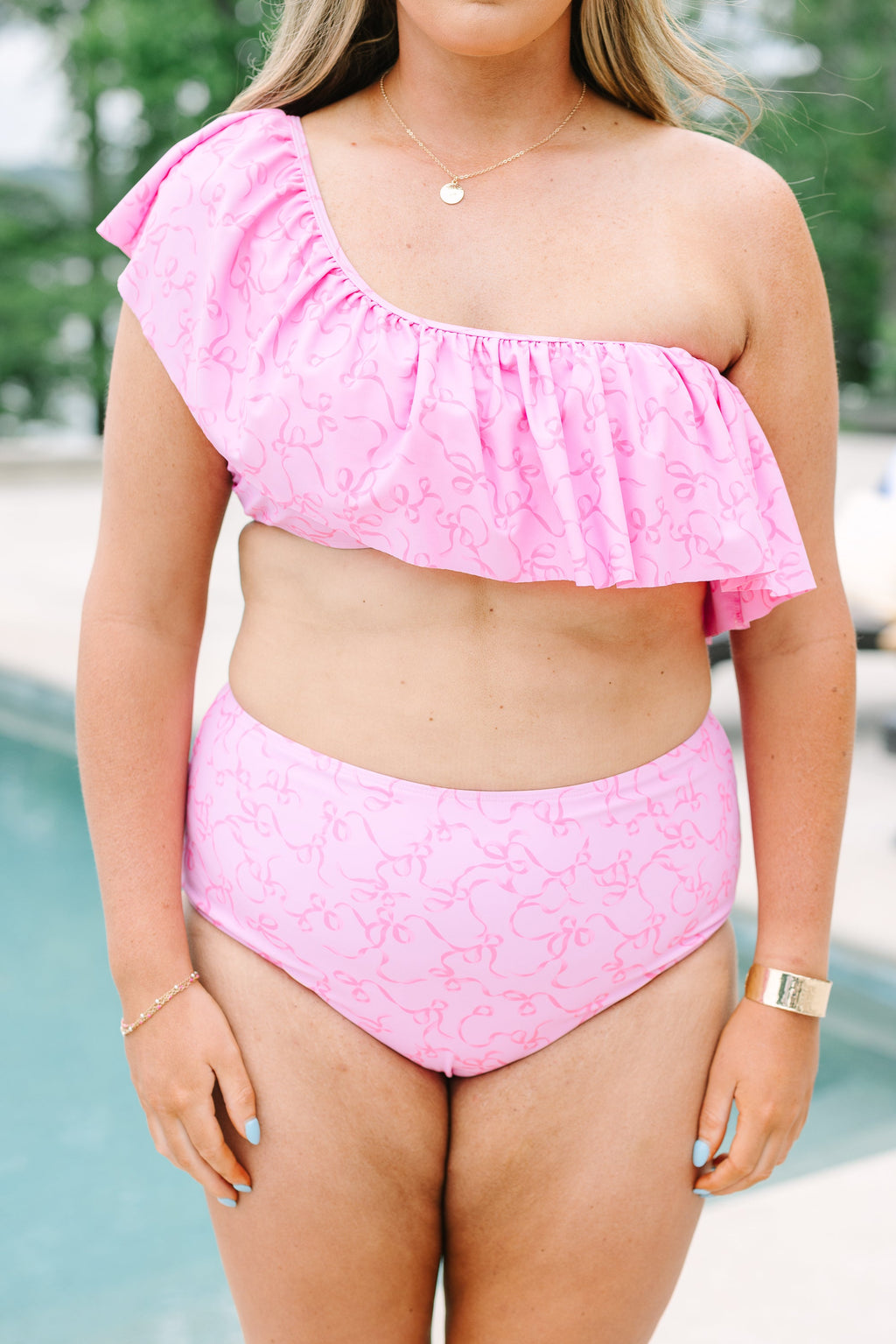 Let's Go Watch The Sunset Swim Top, Pink Ribbon