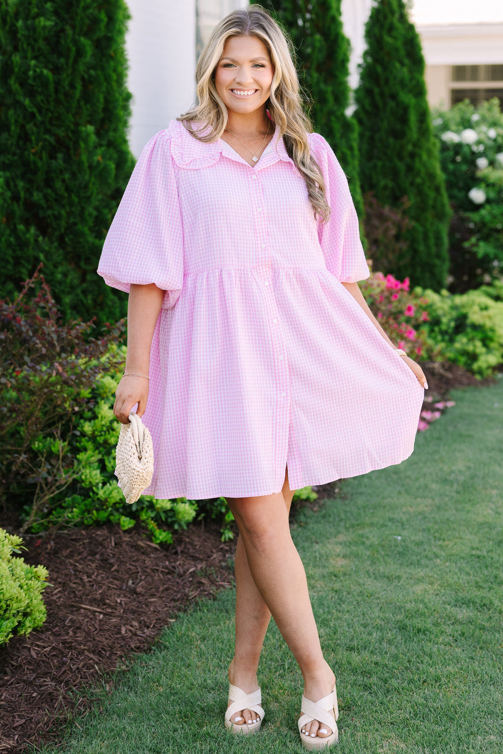 Let It Be Easy Dress, Pink Gingham