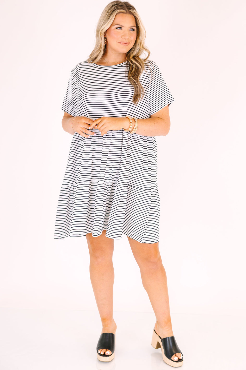 Long Distance Dress, Cream Stripe