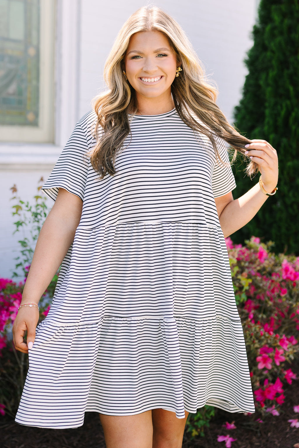 Long Distance Dress, Cream Stripe