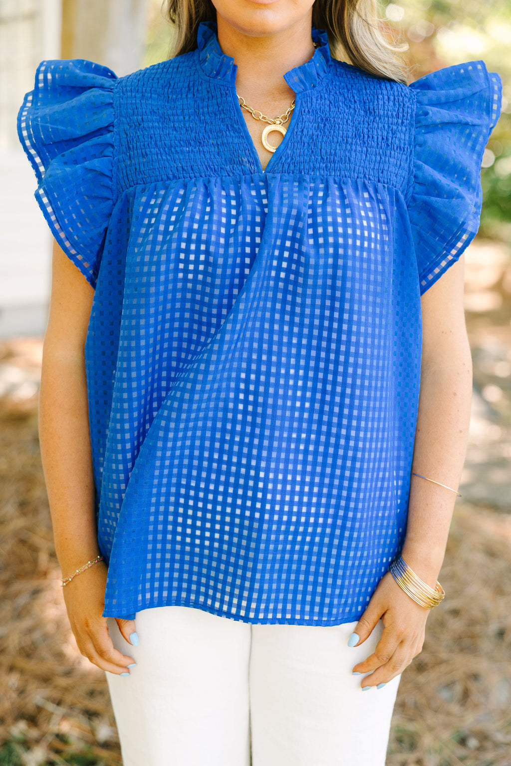 Love Like Mine Top, Blue Grid
