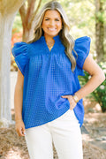 Love Like Mine Top, Blue Grid