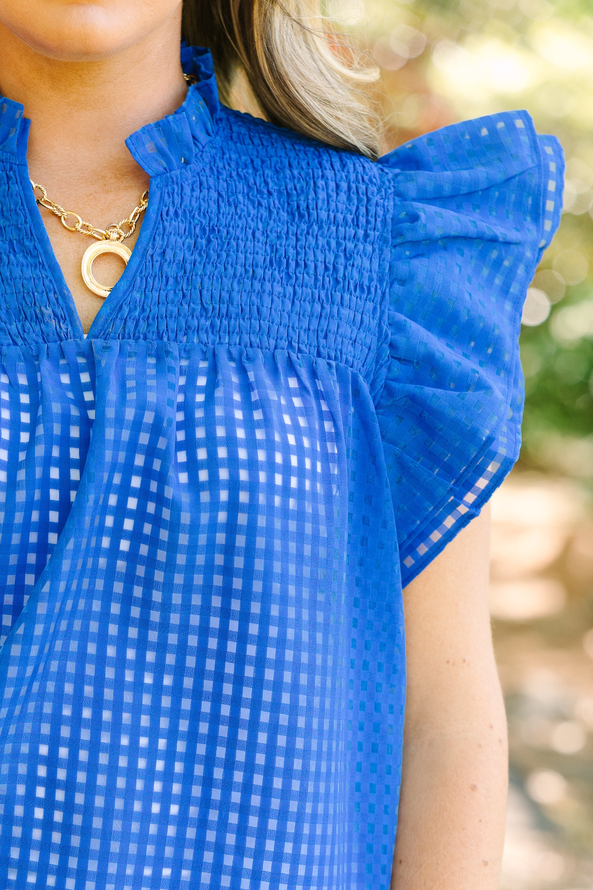 Love Like Mine Top, Blue Grid