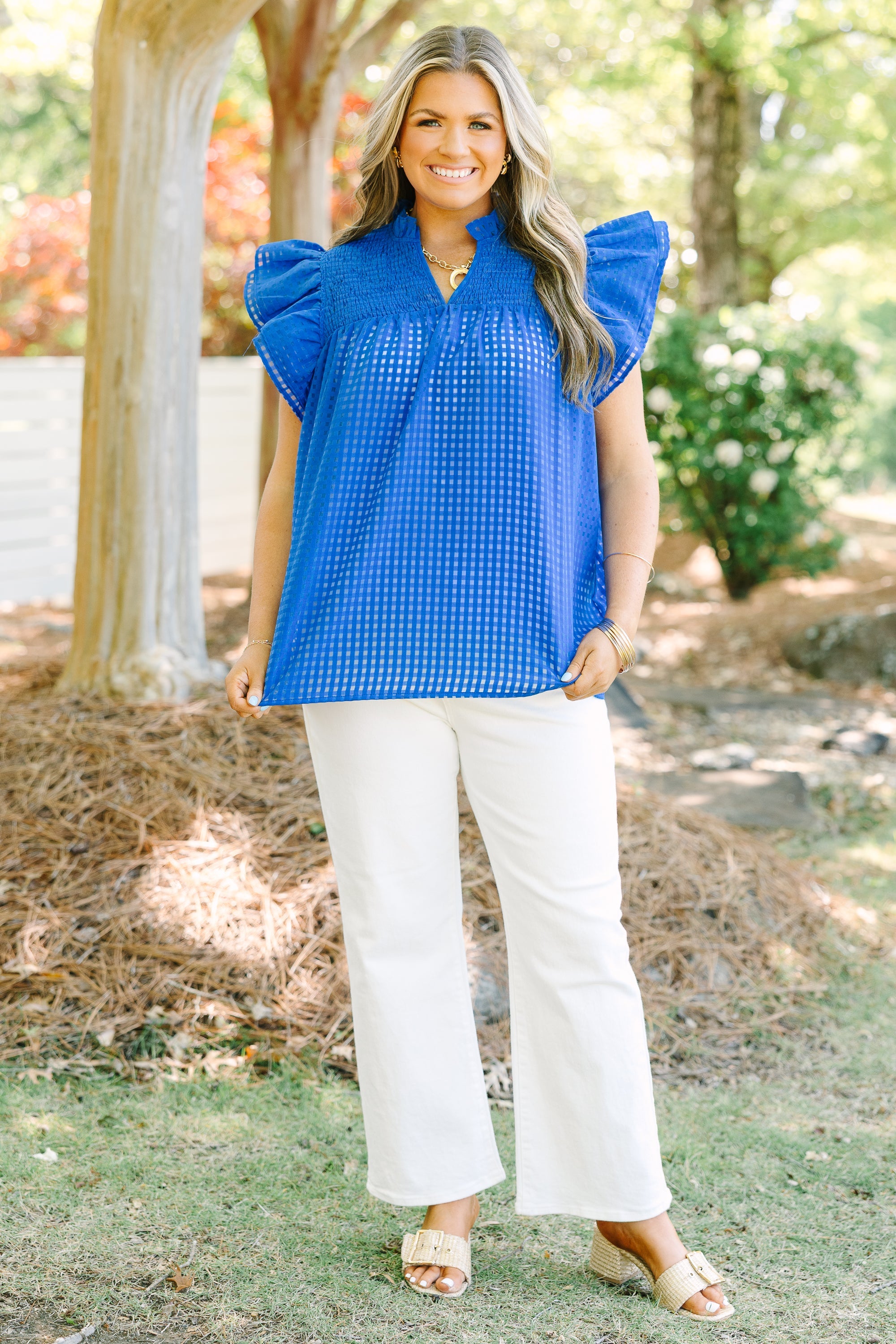 Love Like Mine Top, Blue Grid