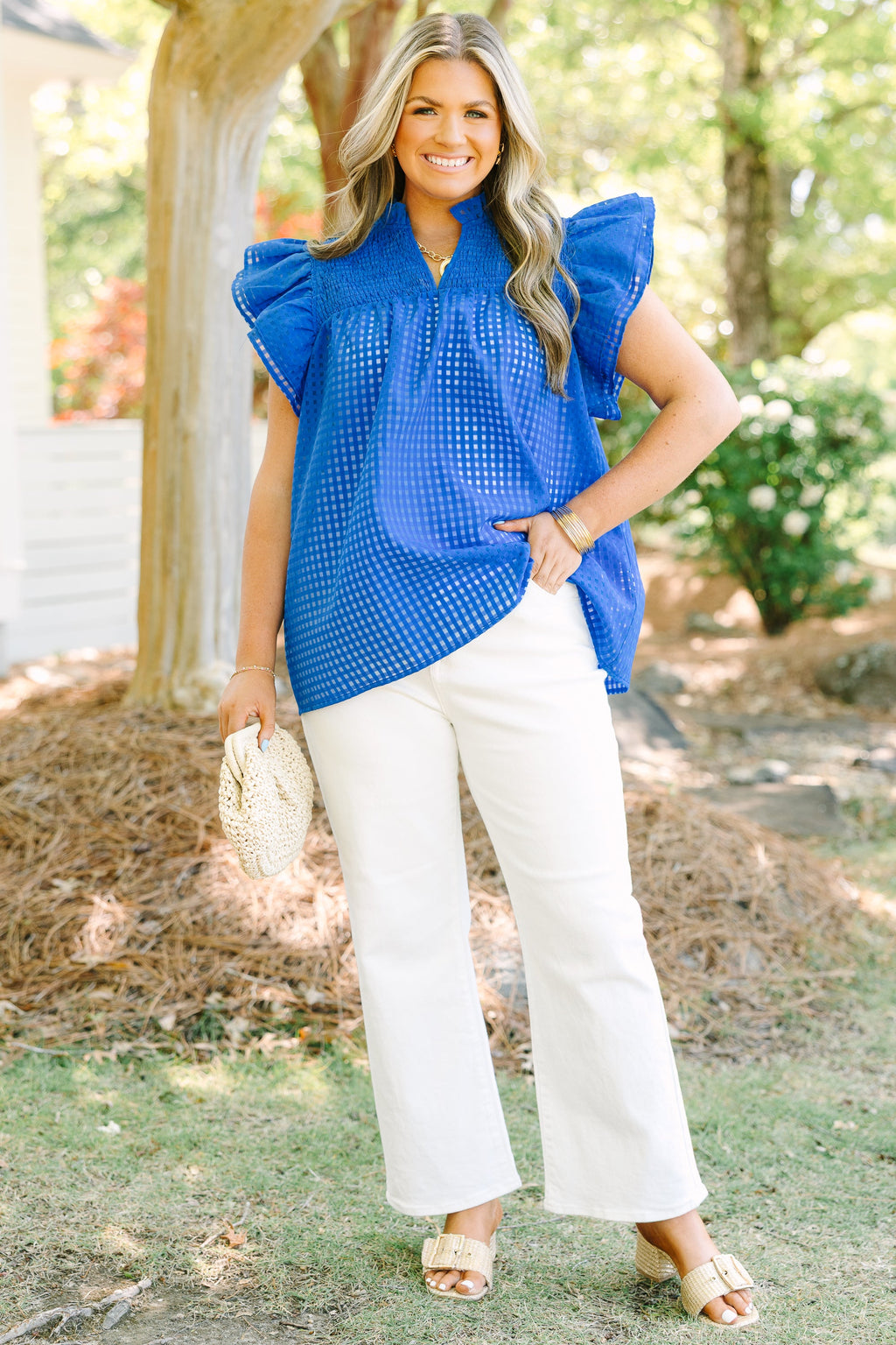 Love Like Mine Top, Blue Grid