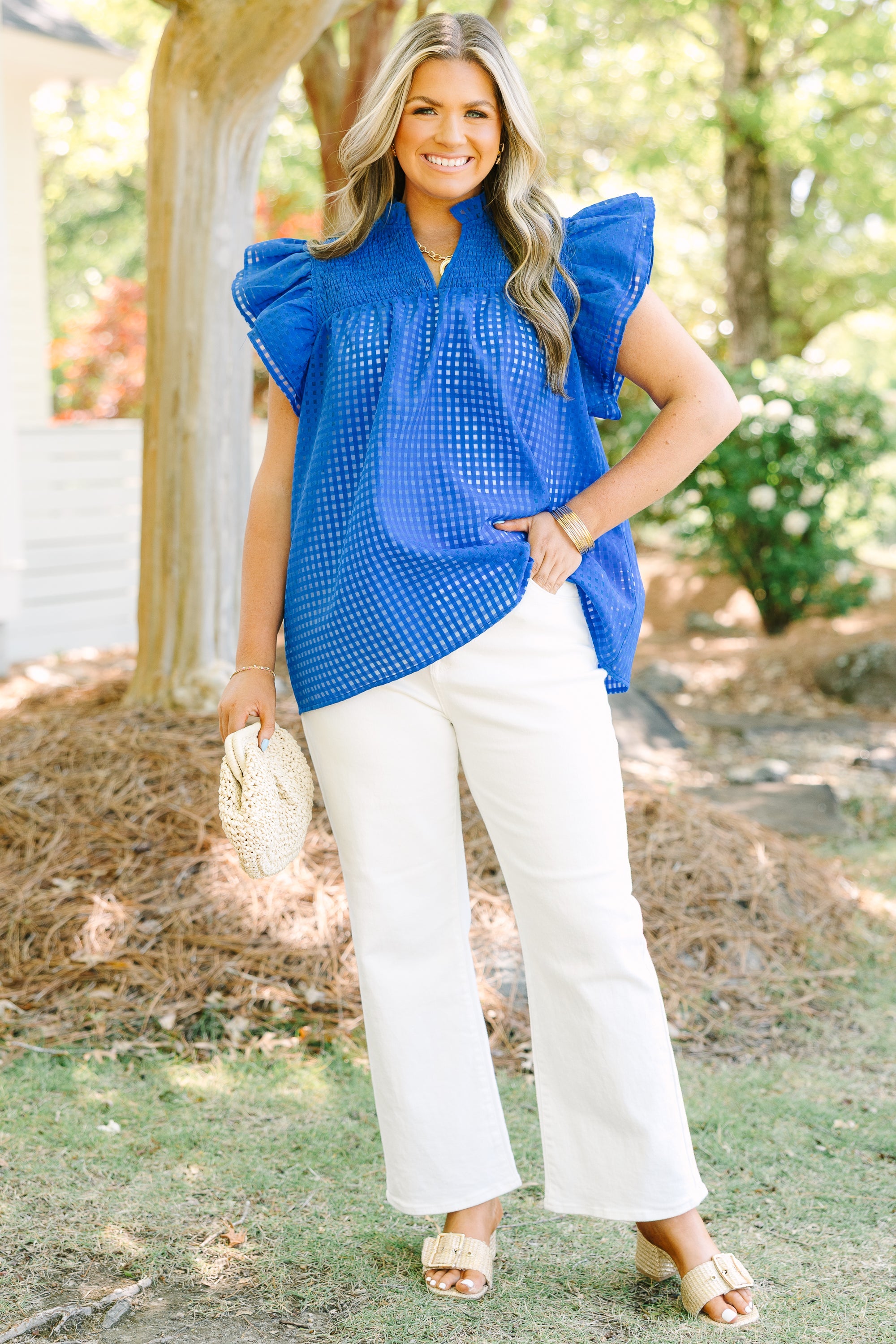 Love Like Mine Top, Blue Grid