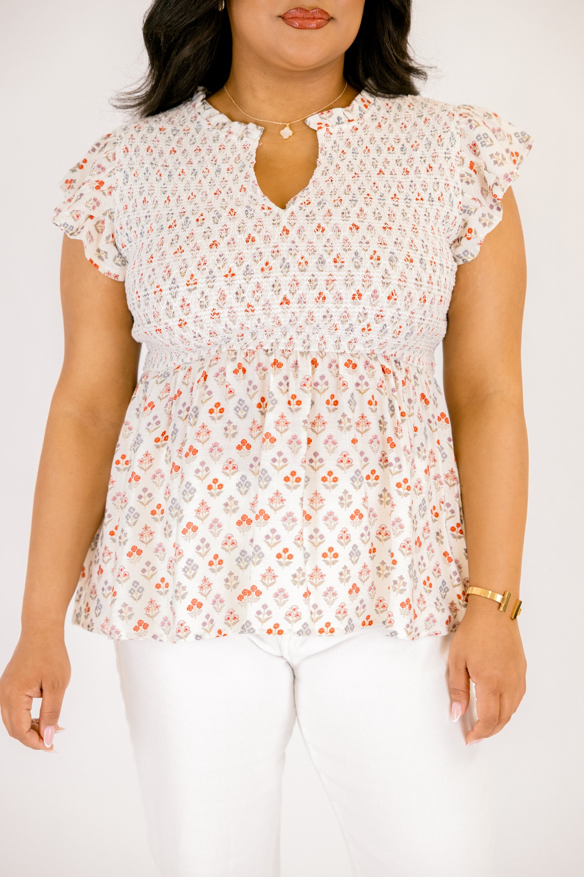 Making Moves Top, White Floral