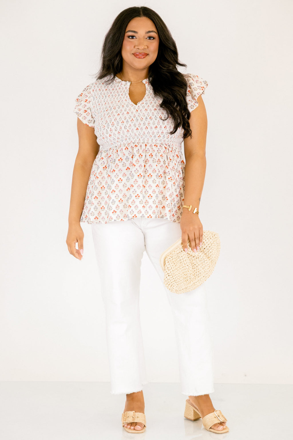 Making Moves Top, White Floral