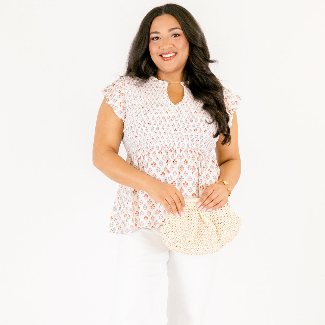 Making Moves Top, White Floral
