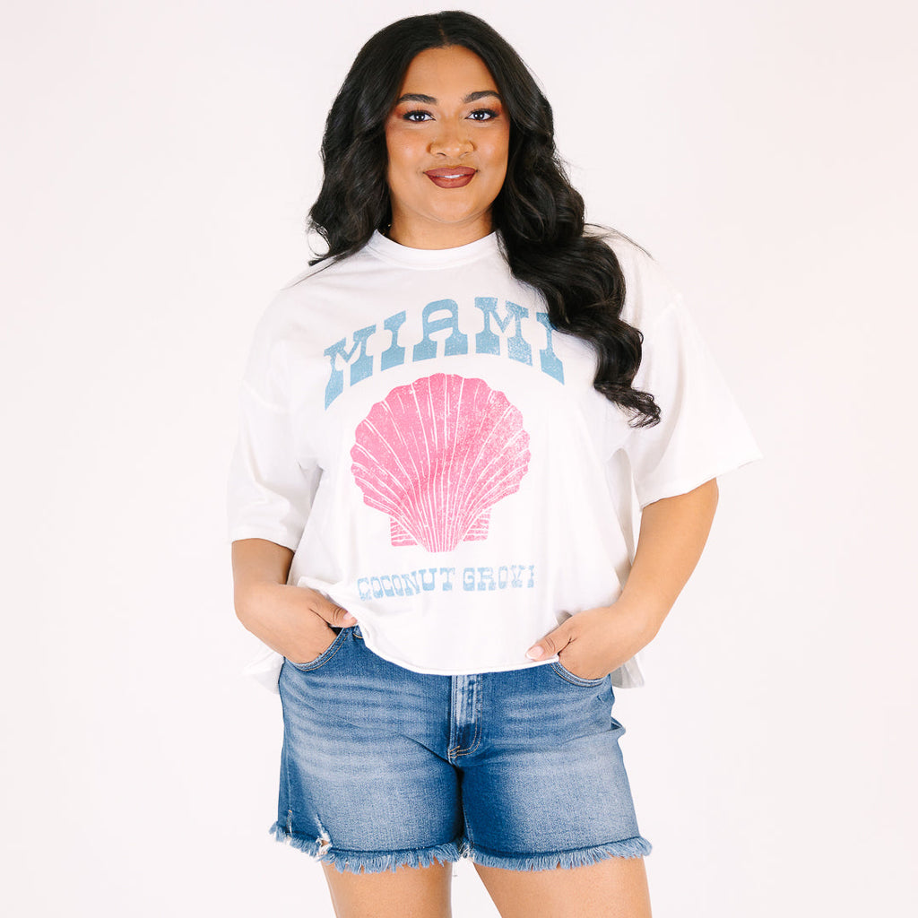Miami Beach Vintage Wash Tee, White