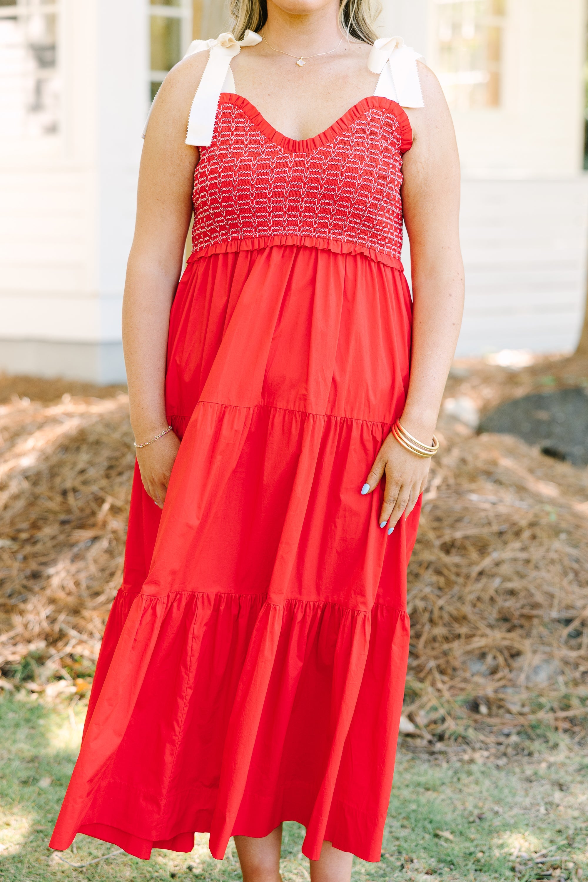 Midnight Garden Dress, Red