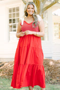 Midnight Garden Dress, Red
