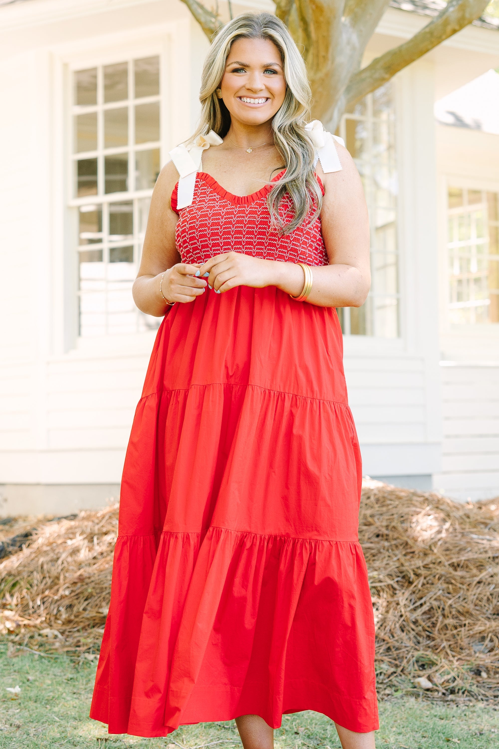 Midnight Garden Dress, Red