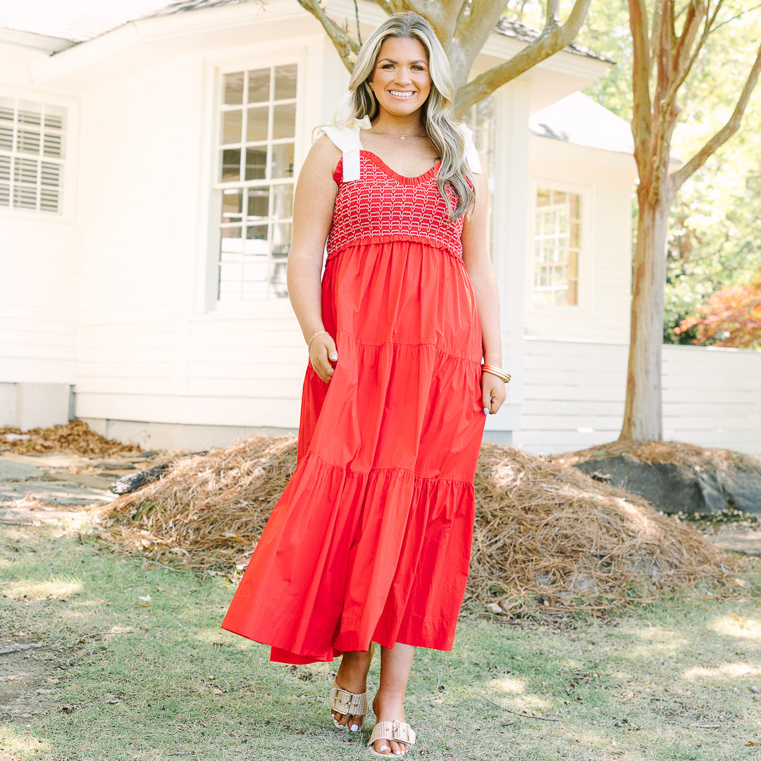 Midnight Garden Dress, Red