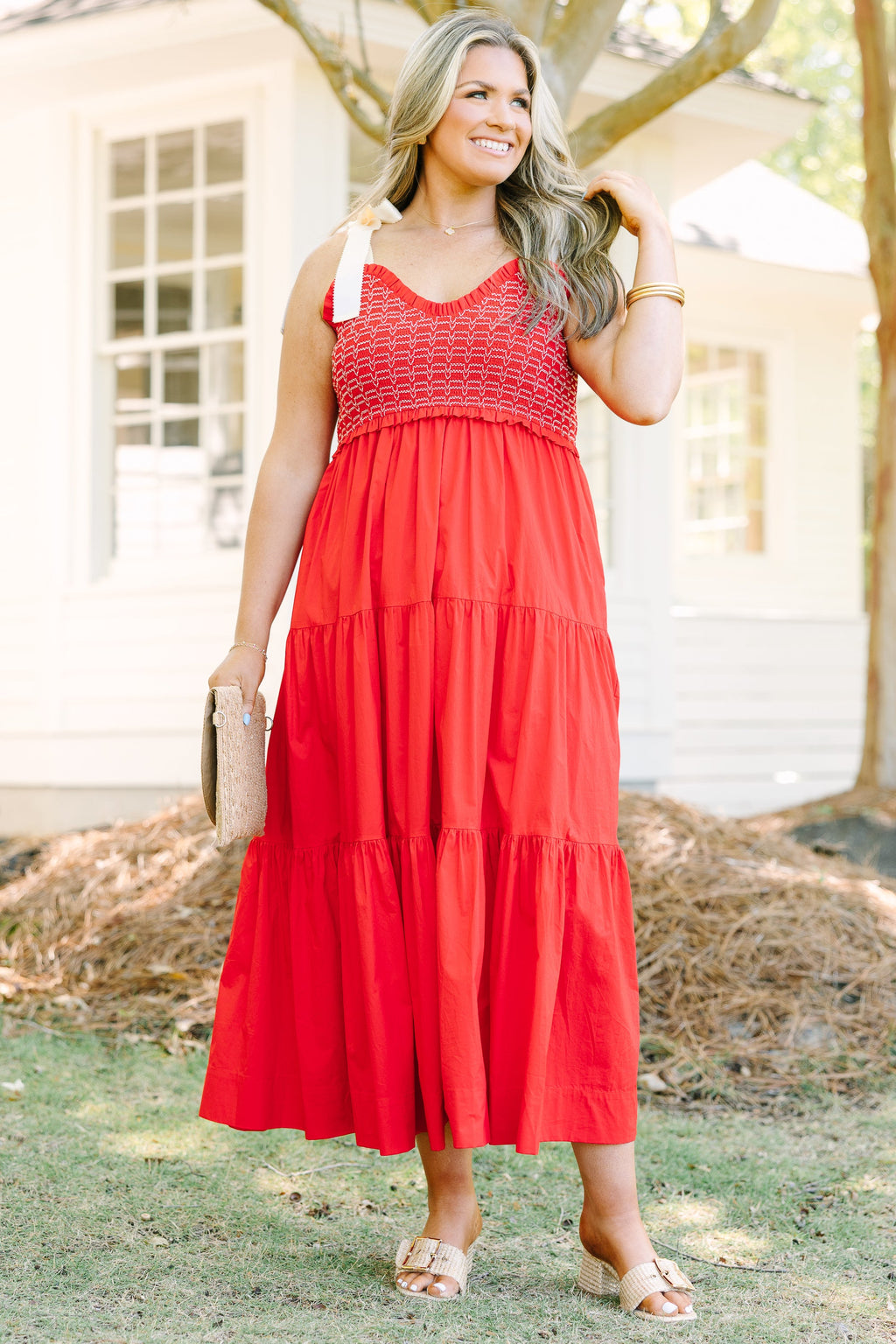 Midnight Garden Dress, Red