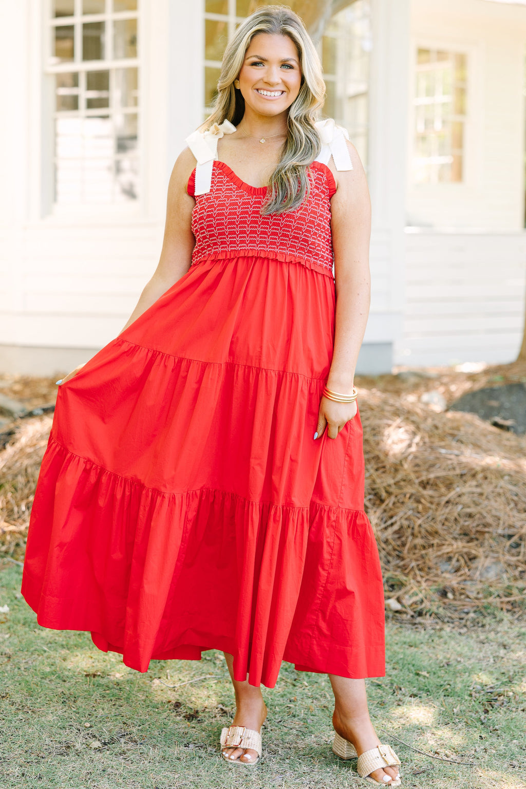 Midnight Garden Dress, Red