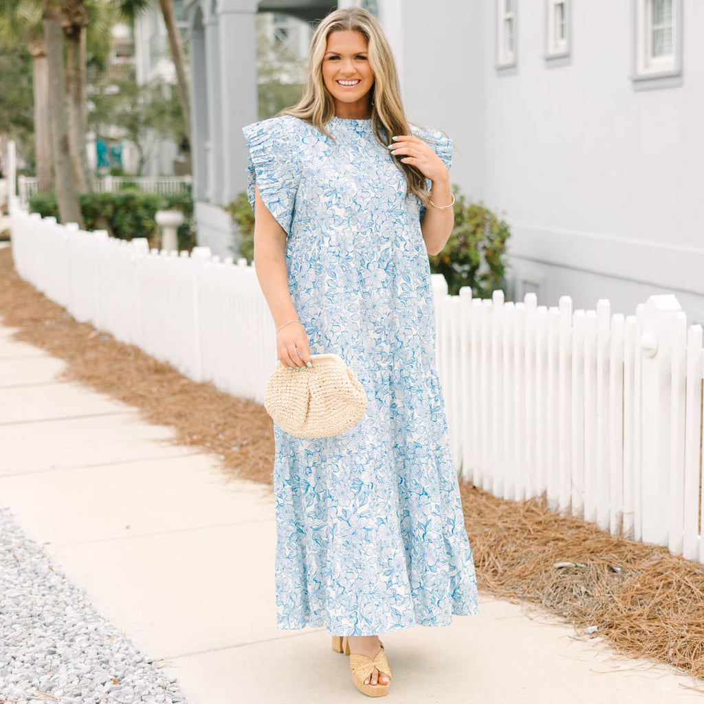 Mossy Meadows Maxi Dress, Blue