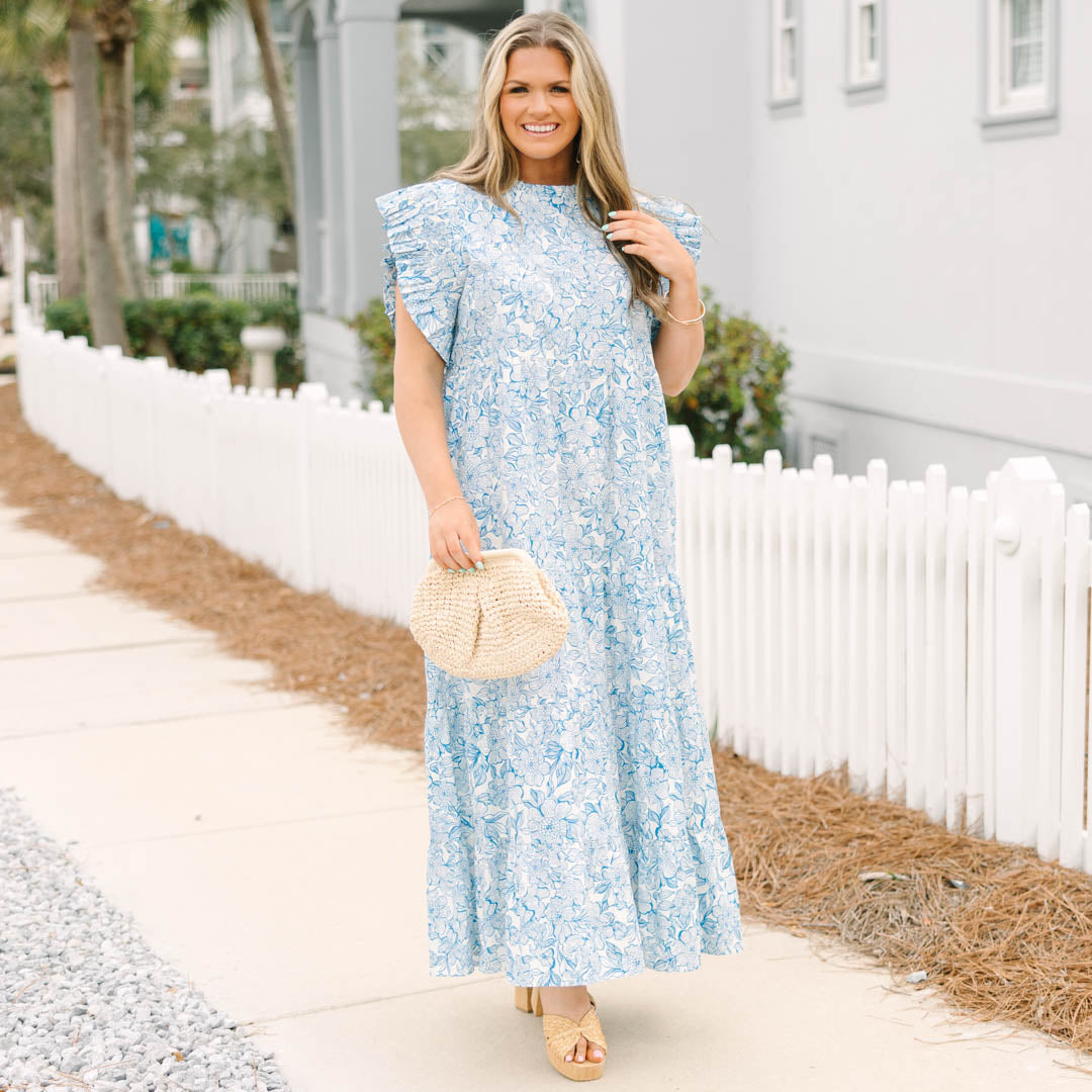 Mossy Meadows Maxi Dress, Blue