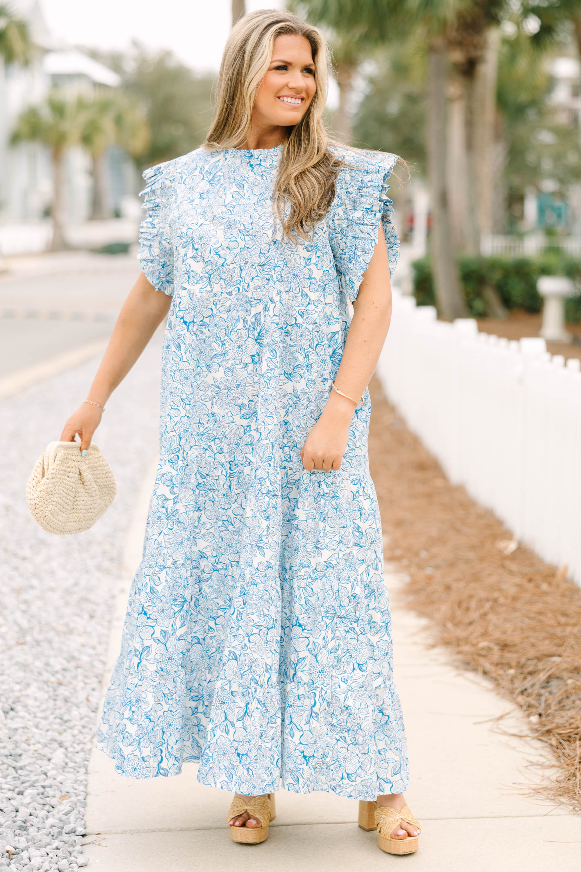 Mossy Meadows Maxi Dress, Blue