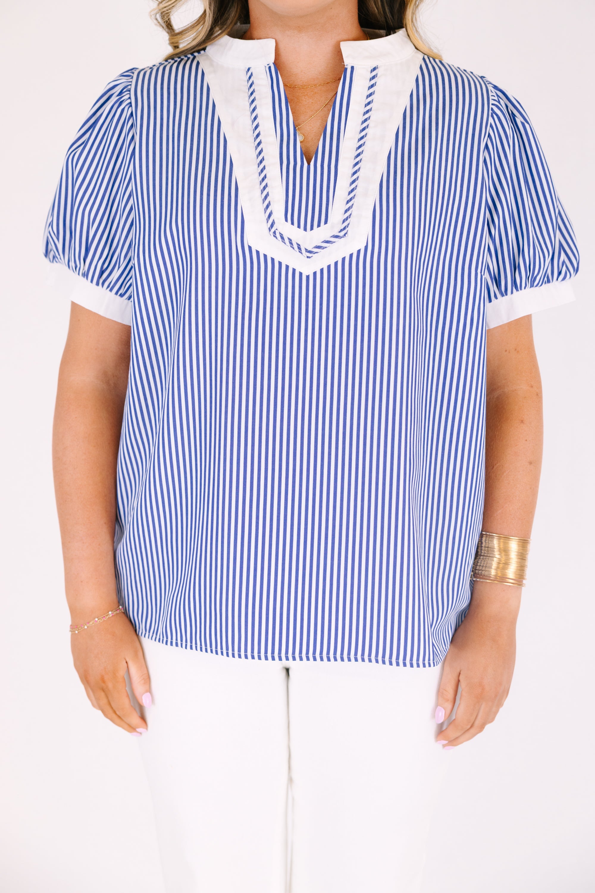 My Sweet Side Top, Blue Stripe