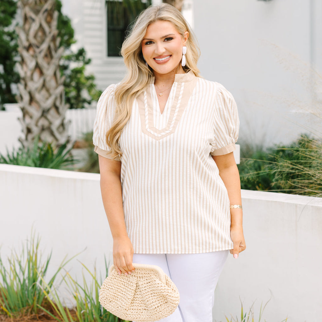 My Sweet Side Top, Brown Stripe