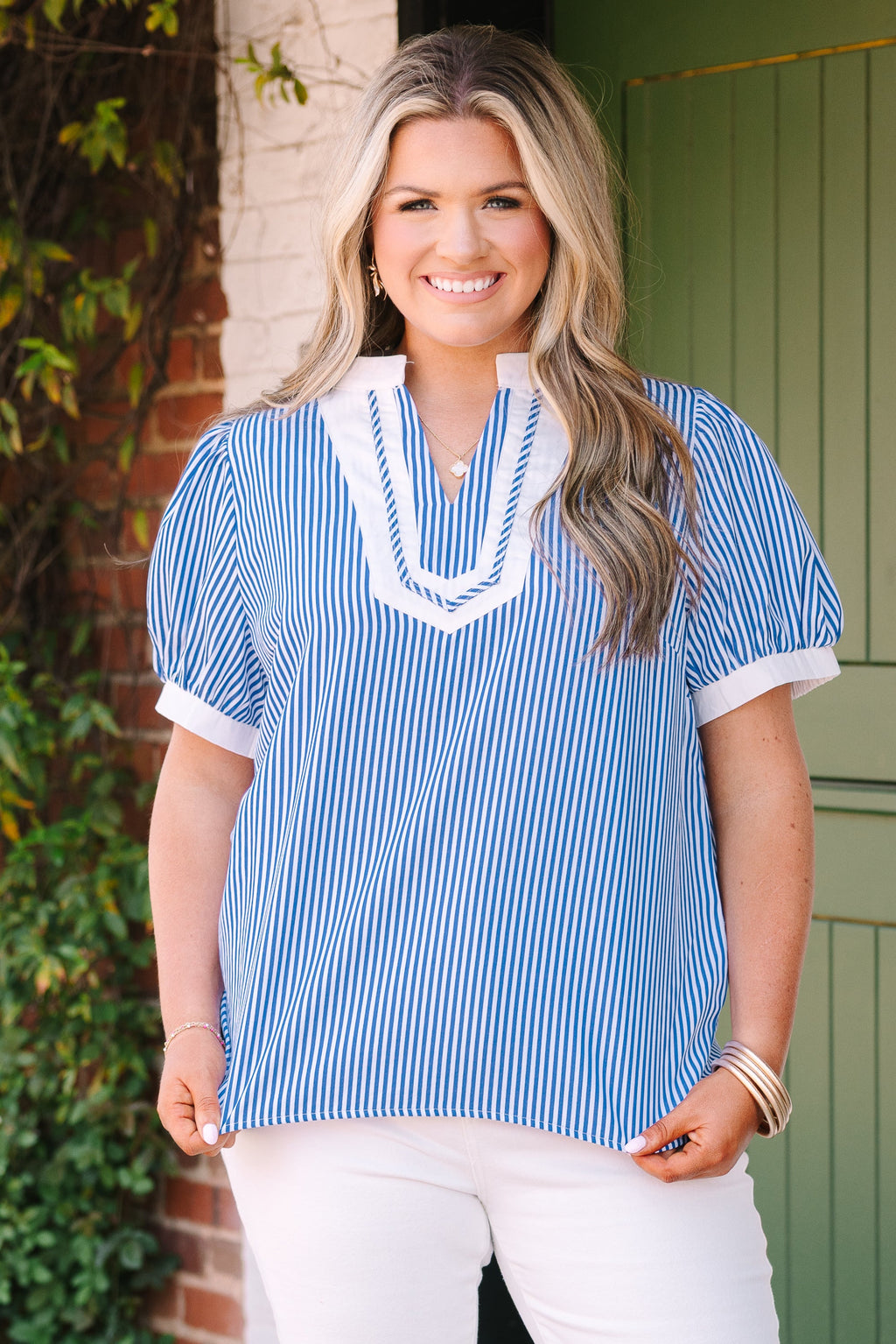 My Sweet Side Top, Blue Stripe