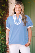 My Sweet Side Top, Blue Stripe