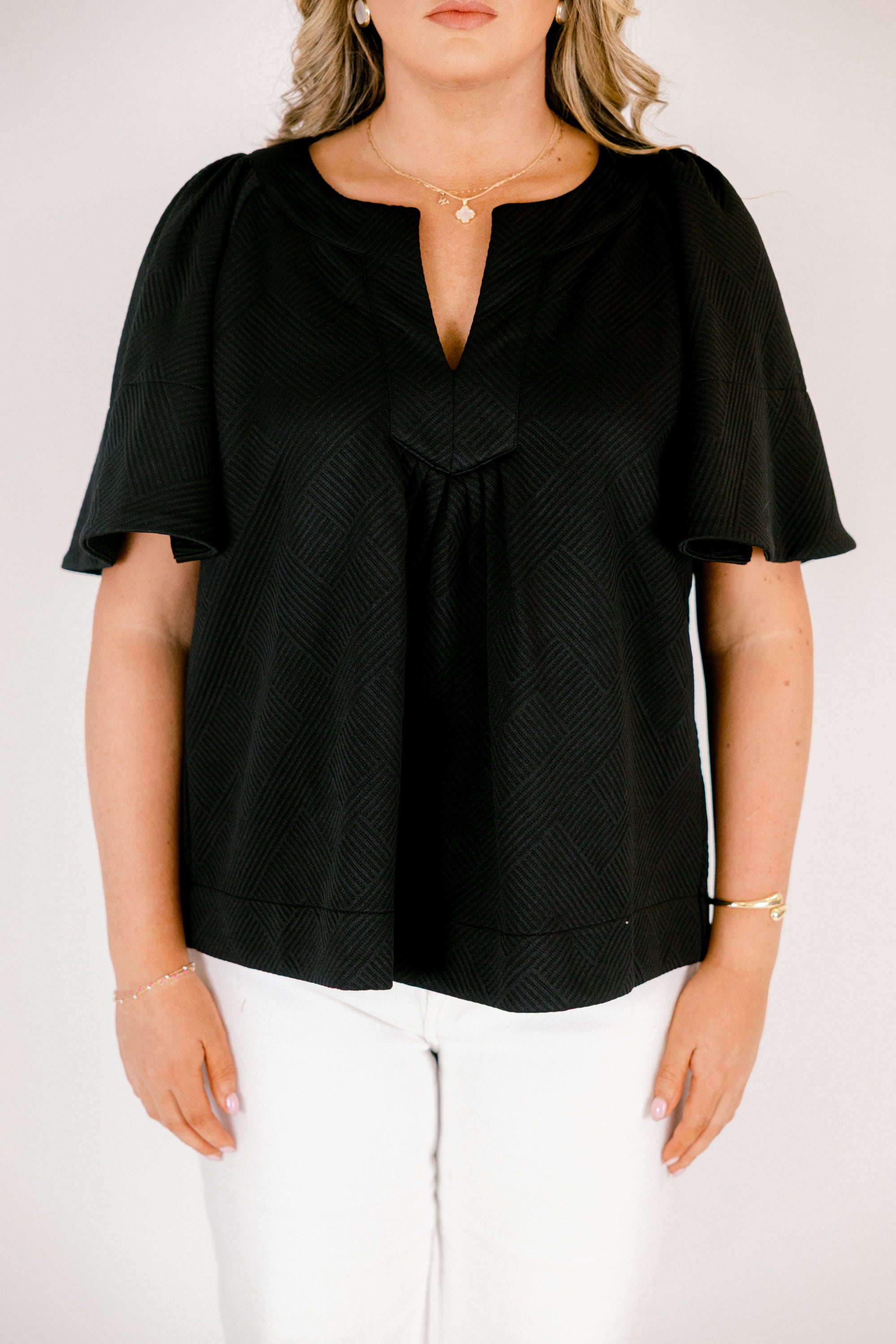 Nautical Breeze Top, Black Texture