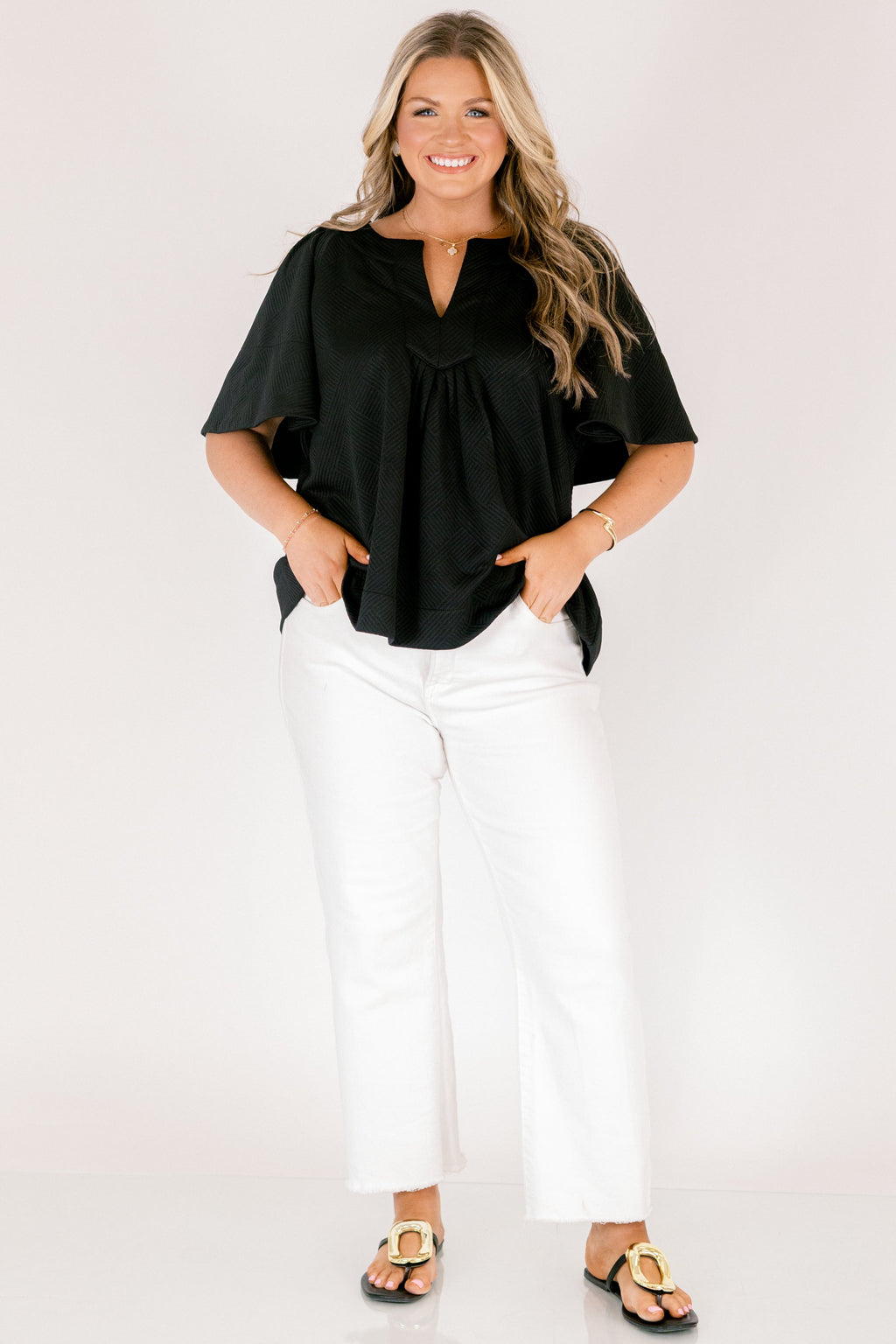 Nautical Breeze Top, Black Texture