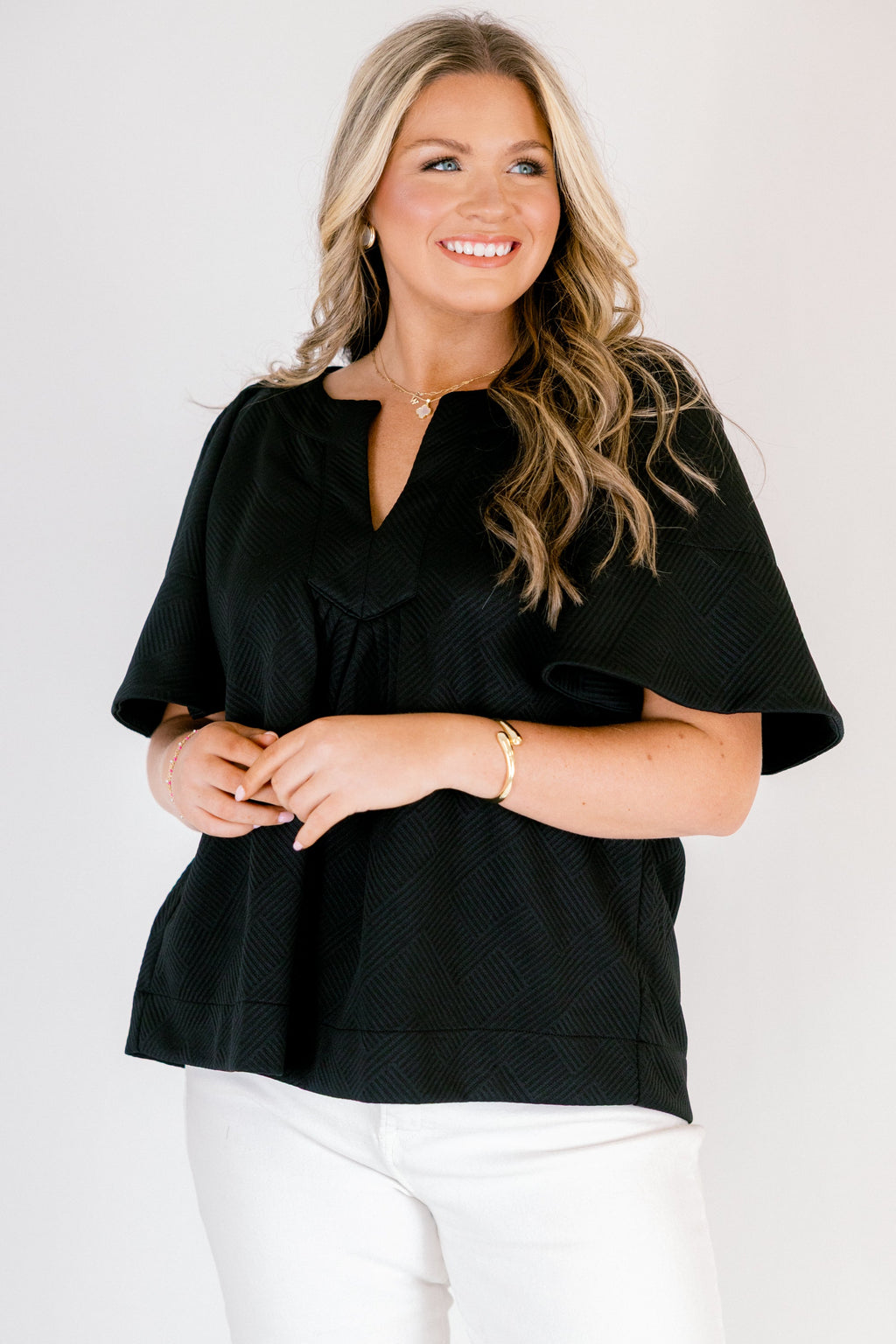 Nautical Breeze Top, Black Texture