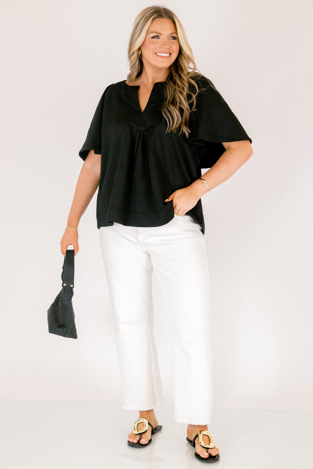 Nautical Breeze Top, Black Texture