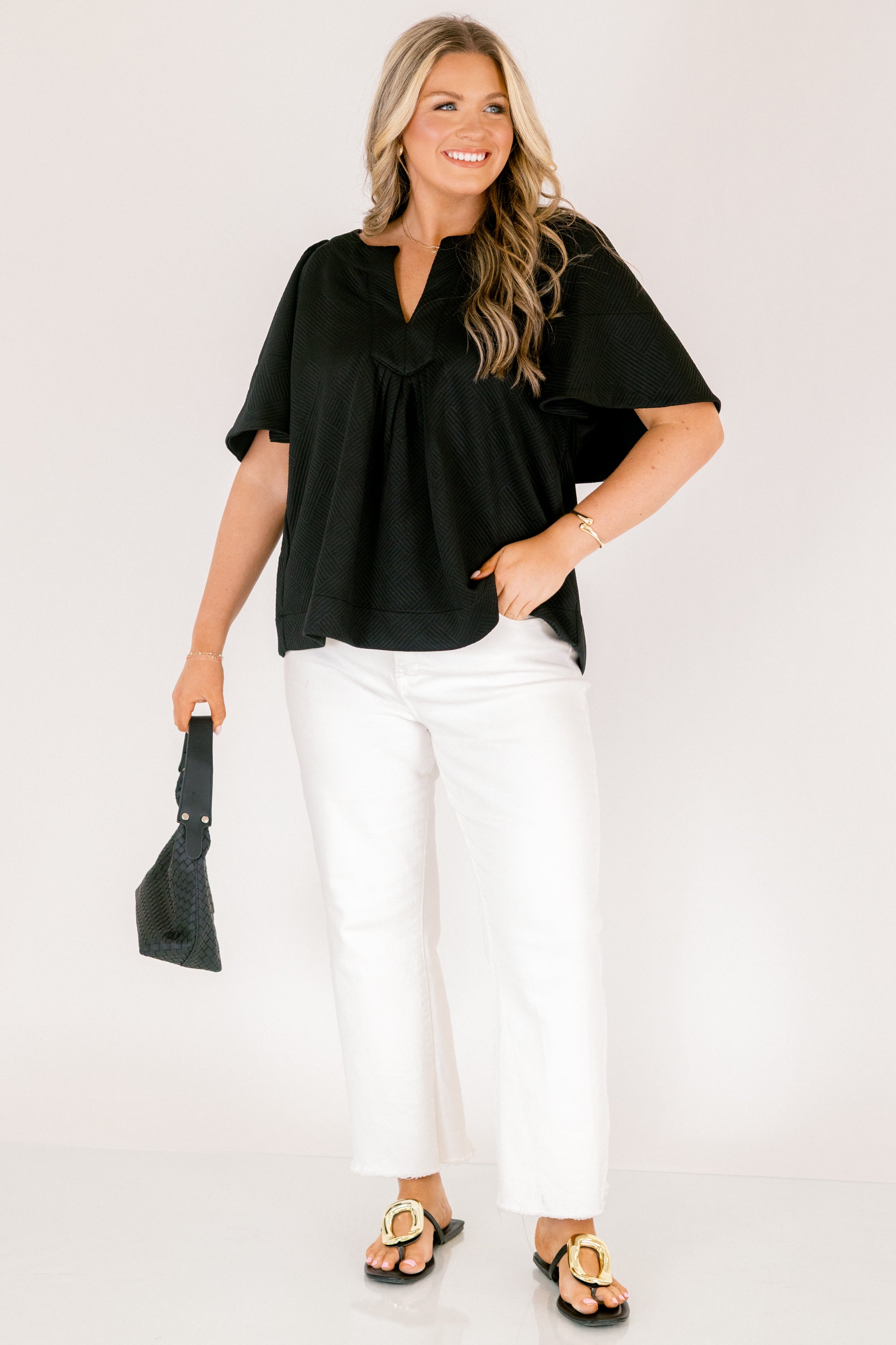 Nautical Breeze Top, Black Texture