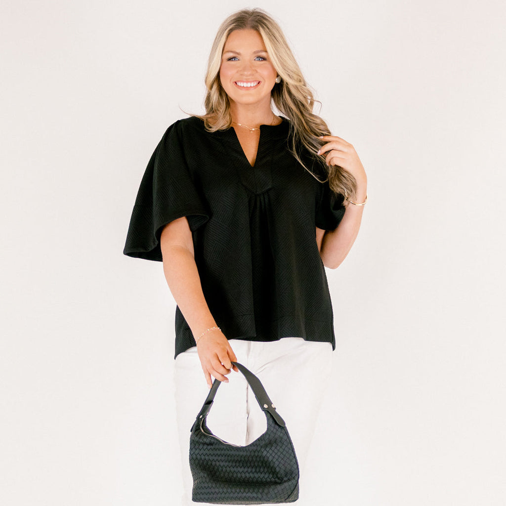 Nautical Breeze Top, Black Texture