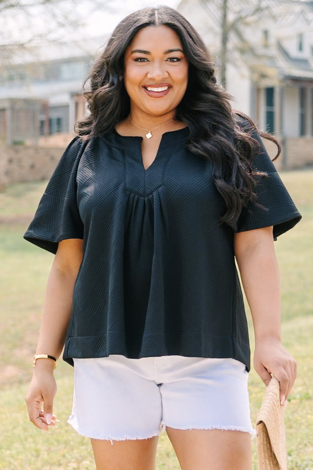 Nautical Breeze Top, Black Texture