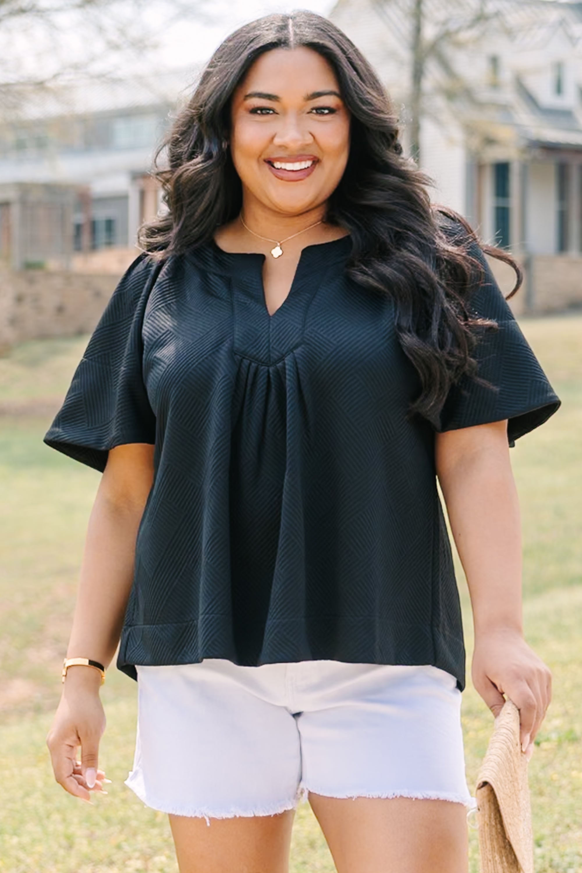 Nautical Breeze Top, Black Texture