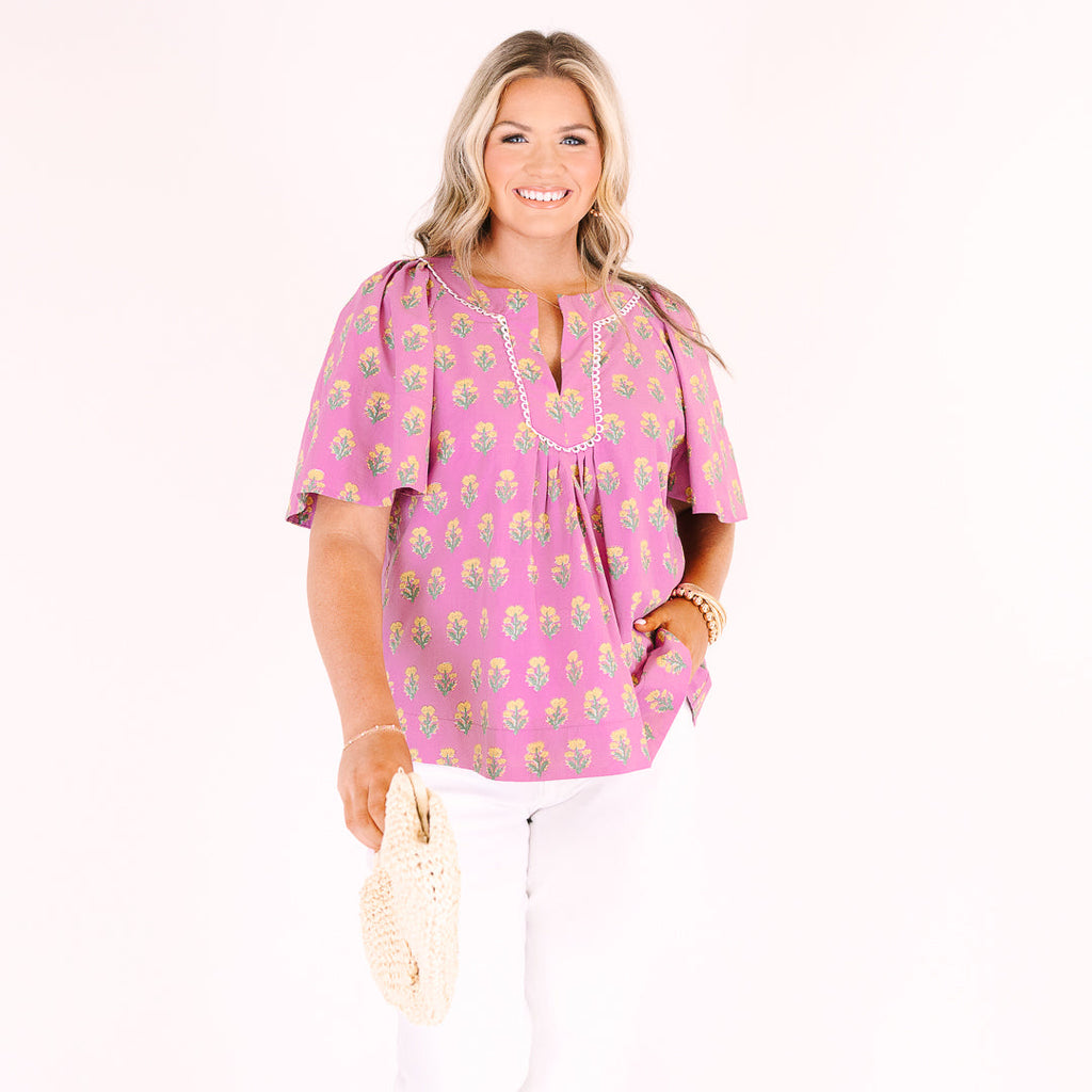 Nautical Breeze Top, Pink Floral