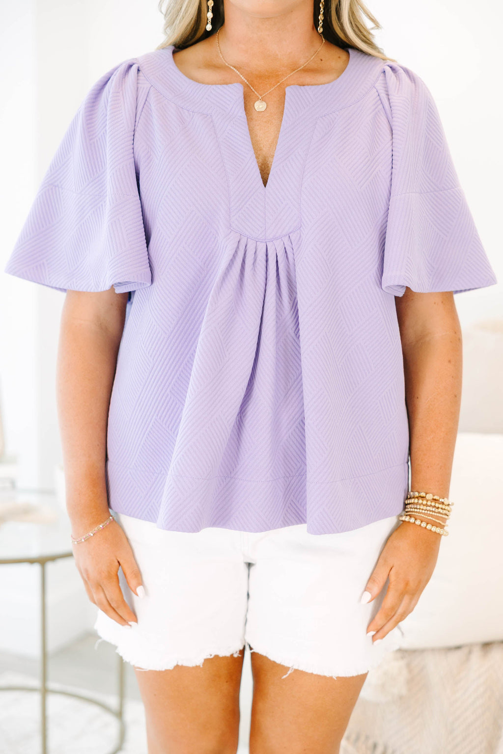Nautical Breeze Top, Purple Texture