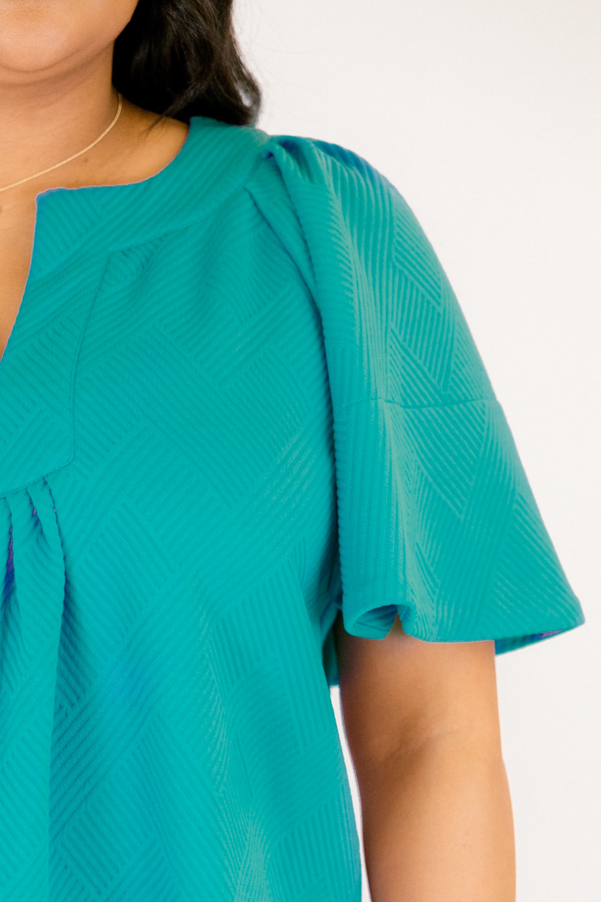 Nautical Breeze Top, Teal Texture