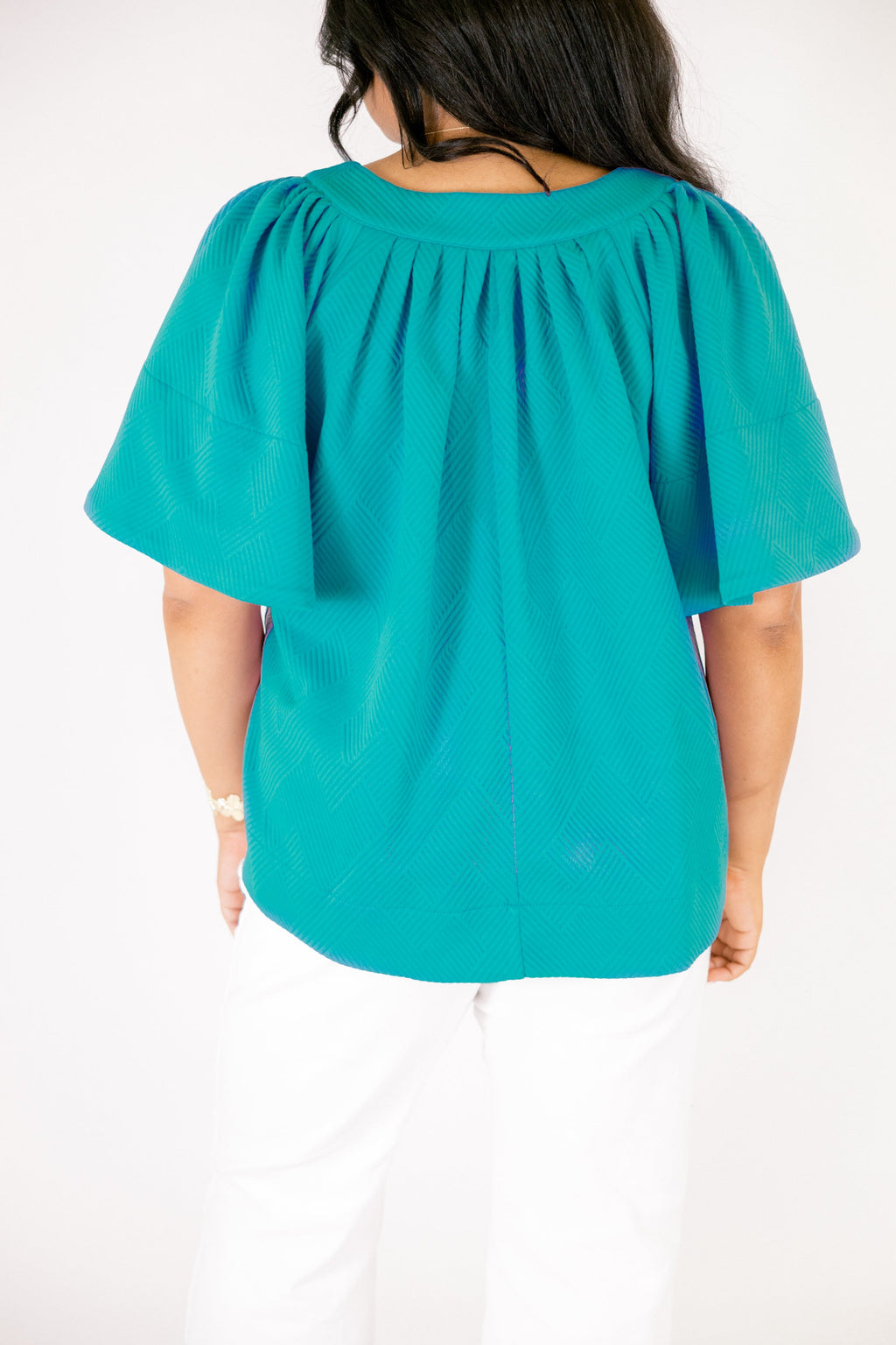 Nautical Breeze Top, Teal Texture