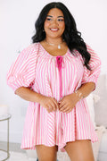 Never Better Romper, Pink Stripe